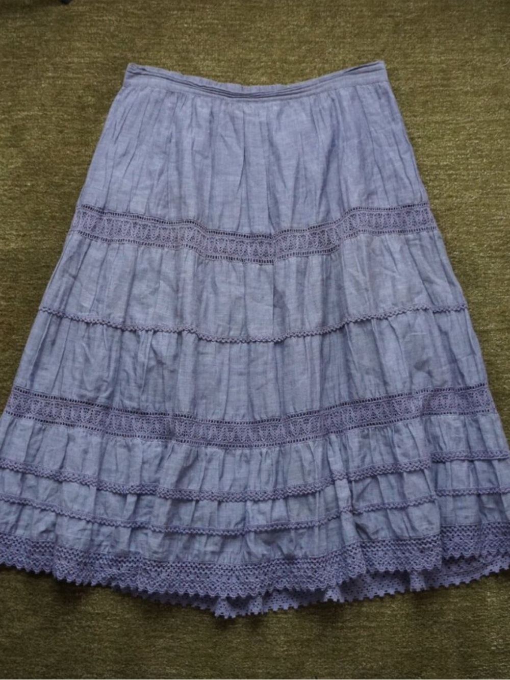 Studio West Light Blue 100% Cotton Cottagecore Maxi Skirt